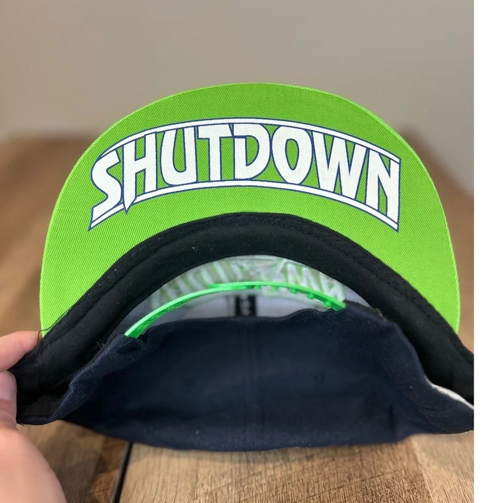 Richard Sherman 25 Shutdown Snapback Hat Black Neon Green Adjustable‎